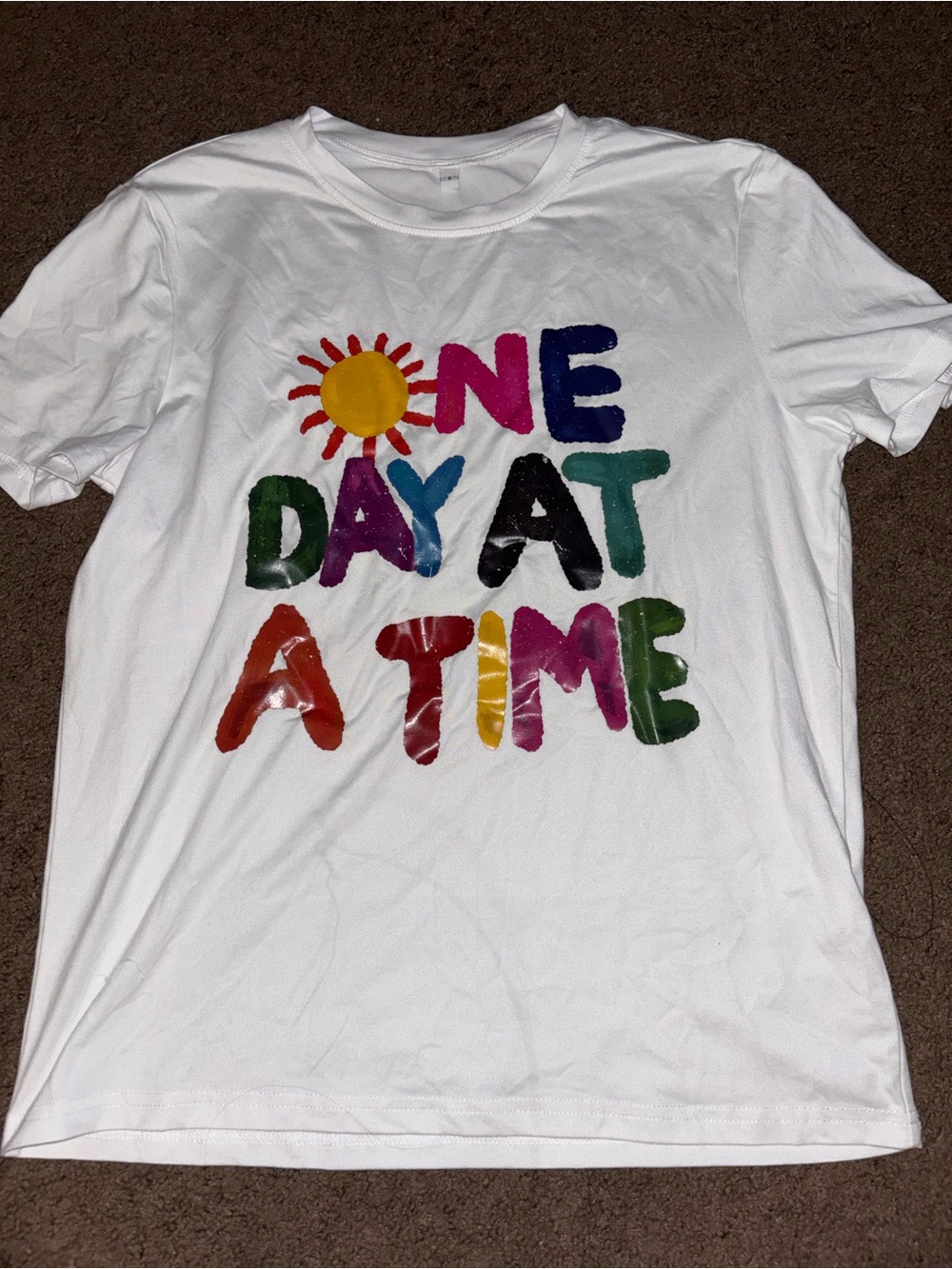 'One Day At A Time' White Graphic Tee